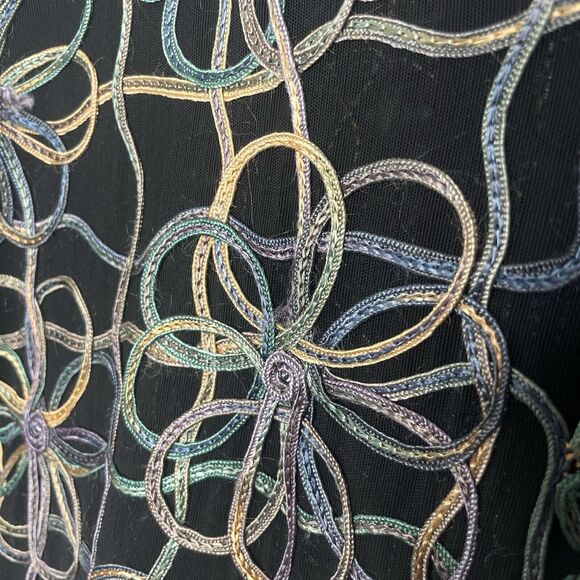 Y2K Women Full Zip Jacket XL Embroidered Floral Design Art to Wear Grunge Retro - Picture 8 of 10